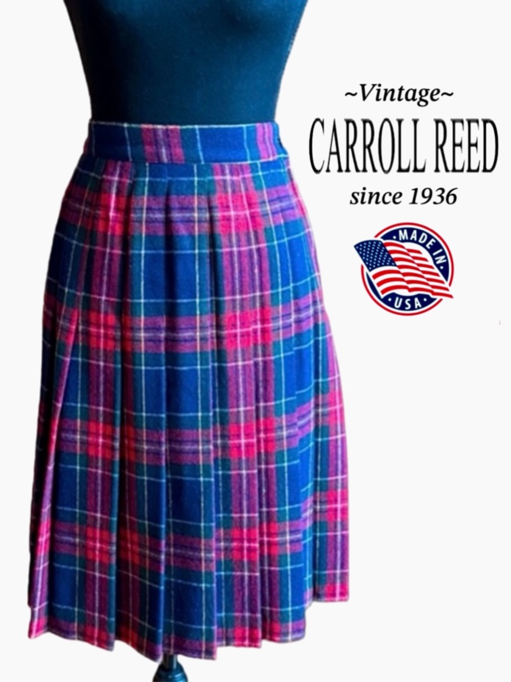 Carroll Reed Wool Blend Pleated Tartan Plaid Vintage Skirt (8)